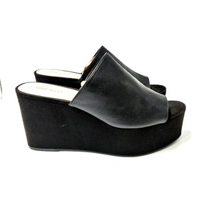 Nine West "Kelsawn Platform Wedge Sandal 9.5 Black, I bought them and never wore